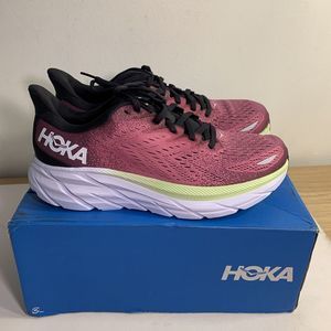 3016. Hoka Clifton 8 Mesh Blue Graphite Ibis Rose Trainer-US 8 Womens